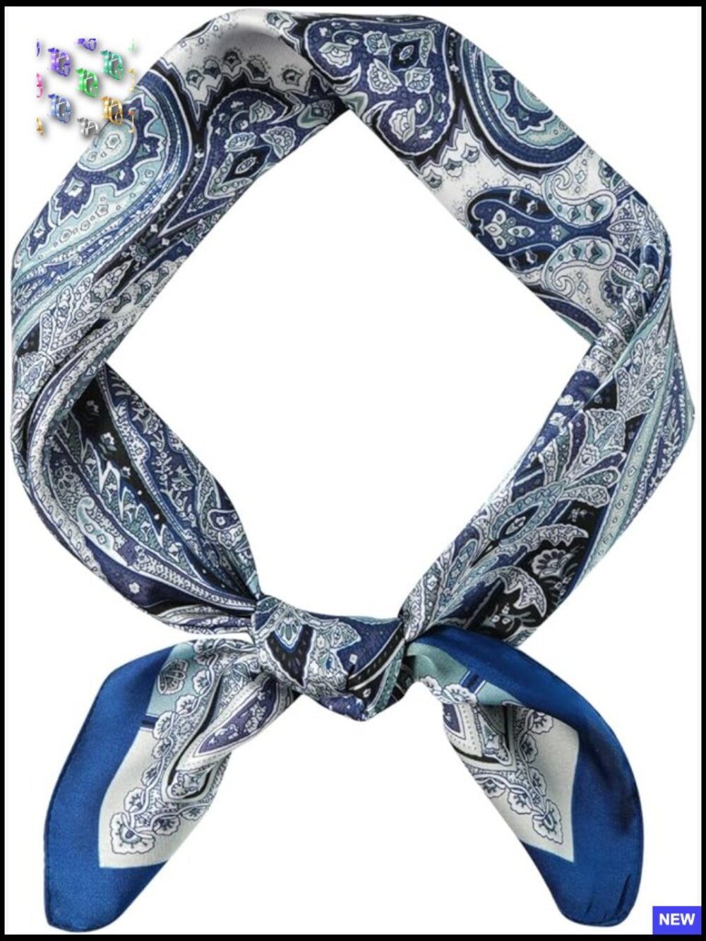 Vintage Silk Feel Square Scarf Satiny Geometry Bandana Neck Scarf Unisex
